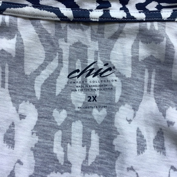 Chic Comfort Collection Navy and White Patterned knit Jacket - Picture 2 of 2